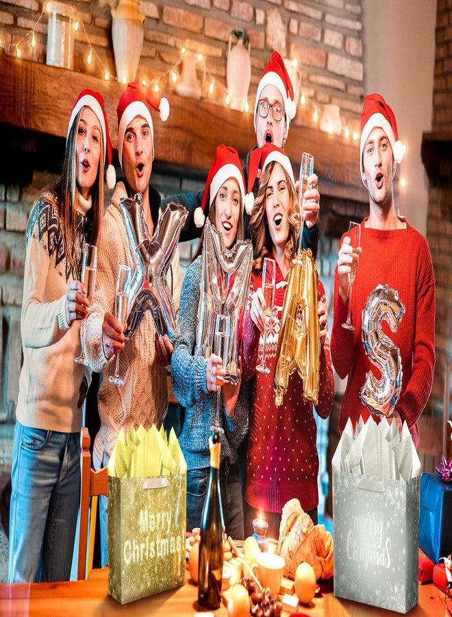 Jaywayang 2Pcs Large Christmas Snowflake Gift Bag with Tissue Paper and Card for Xmas Holiday Presents Wrapping.(Gold, Silver) - Image 3
